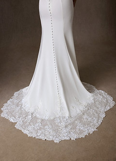 Azazie Selena Wedding Dresses Diamond White Champagne Mermaid Strapless Crepe Back Satin Dress image7