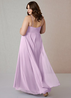 Azazie Emerald Bridesmaid Dresses Frosted Lilac A-Line Ruffled Chiffon Dress image9