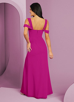 Barbie ♥ Azazie Vestidos de damas de honor Vestido de Fucsia de Gasa de Corte en A con Vestidos sin tirantes image5