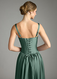 Azazie Evadina Suknie dla druhen Linia A Gorset Satyna elastyczna Do ziemi Sukienka image6