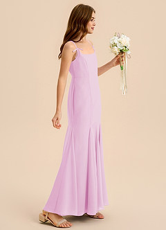 Azazie Evey Junior Vestido de Rosa Caramelo de Gasa de Corte Sirena con Plisado image5