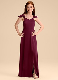 Azazie Everett Junior Vestido de Mora de Satén Elástico de Corte en A con Lazo image7