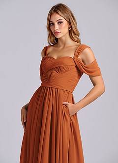 Azazie Koa Final Sale Cinnamon A-Line Off the Shoulder Chiffon Dress image7