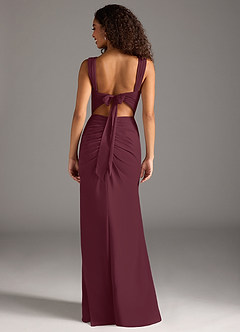 Azazie Jesaphine Bridesmaid Dresses Cabernet Sheath Bow Chiffon Dress image2