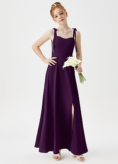 Azazie Rosey Junior Robe Trapèze en Satin extensible Encolure en Forme de Cœur Grain De Raisin image3