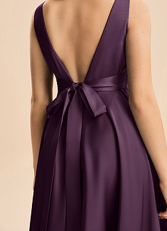 Azazie Gabby Junior Linia A Pofałdowany Satyna elastyczna Długość podłogi Młodsza druhna Sukienka image2