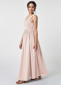 Azazie Keyla Junior Rose Petal A-Line Pleated Chiffon Dress image3
