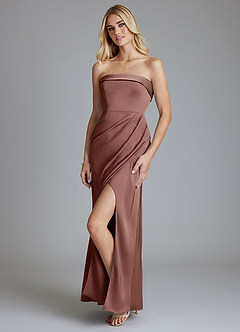 Azazie Aretha Vestidos de damas de honor Vestido de Expresado de Satén Elástico de Corte en A Convertible con Sin tirantes image4