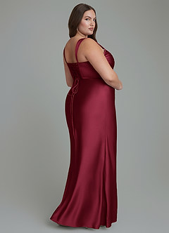 Azazie Agustina Bridesmaid Dresses Burgundy Mermaid Corset Stretch Satin Dress image8