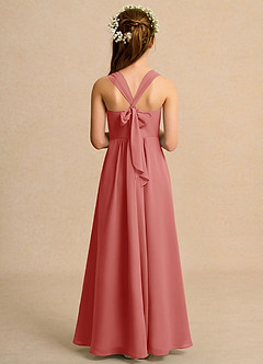 Azazie Tater Junior Formal Robe Demoiselle D'honneur Fillette Robe Trapèze en Mousseline de soie Plissée Antique Rose image2