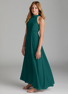 Azazie Clarice Junior Peacock A-Line Side Slit Chiffon Dress image5