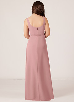 Azazie Renee Junior Dusty Rose A-Line Side Slit Chiffon Dress image2
