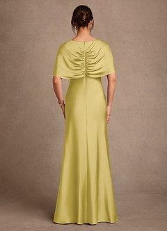Azazie Dosia Mother of the Bride Dresses Canary Sheath Pleated Stretch Satin Dress image3