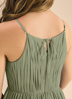 Azazie Elliora Junior Pistachio A-Line Pleated Chiffon Dress image7