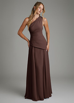 Azazie Holly Bridesmaid Dresses Ganache A-Line Corset Chiffon Dress image3
