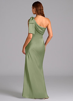 Azazie Yuanna Bridesmaid Dresses Pistachio Mermaid One Shoulder Stretch Satin Dress image2