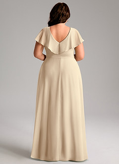 Azazie Lainey Bridesmaid Dresses Champagne A-Line with Pockets Chiffon Dress image9