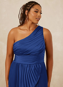 Christian Siriano Bridal for Azazie 1008 Bridesmaid Dresses Royal Blue A-Line One Shoulder Stretch Satin Dress image12