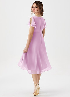 Azazie Graciela Junior Candy Pink A-Line Pleated Chiffon Dress image6