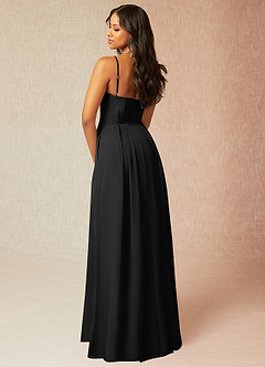 Azazie Kyedae Bridesmaid Dresses Black A-Line V-Neck Pleated Chiffon Dress image4