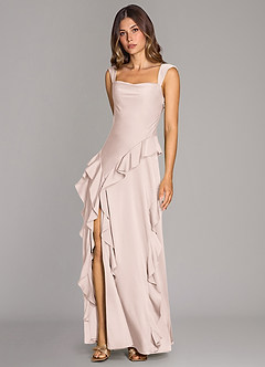 Azazie Sloane Bridesmaid Dresses Blushing Pink A-Line Sweetheart Neckline Stretch Satin Dress image4