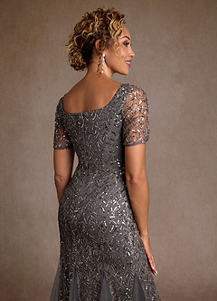 Azazie Brisa Abiti per la Madre della Sposa Abito Tromba in Paillettes/Lustrini Grigio Acciaio image6