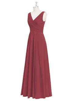 Azazie Flora Brautjungfernkleider A-Linie Plissee Chiffon Kleid Merlot image9