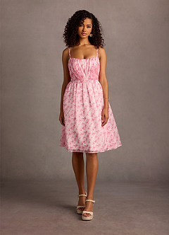 Kia Pink Floral Pleated Midi Dress image4