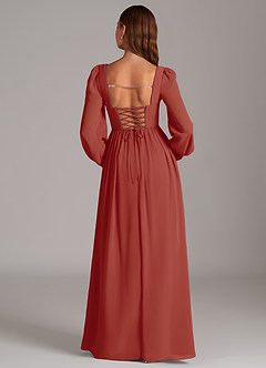 Azazie Maree Bridesmaid Dresses Terracotta A-Line Corset Chiffon Dress image6