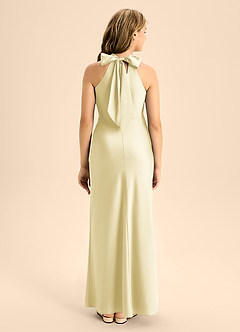 Azazie Doretta Junior A-Linie Plissee Stretch-Satin Kleid Zitronensorbet image2