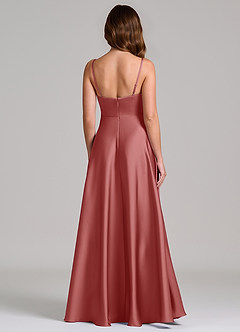 Azazie Amani Bridesmaid Dresses Antique Rose A-Line Pleated Stretch Satin Dress image5
