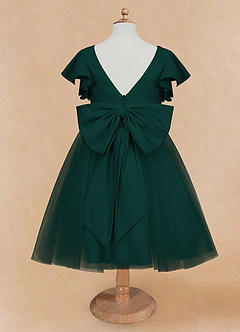 Azazie Kaeya Flower Girl Dresses Pine A-Line Bow Tulle Dress image6