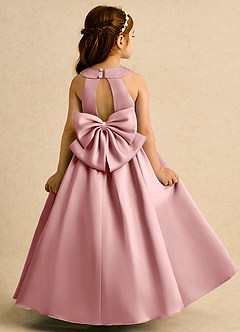 Azazie Daisies Flower Girl Dresses Dusty Rose Ball-Gown Bow Matte Satin Dress image7