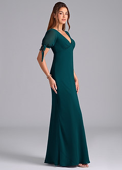 Azazie Pheby Bridesmaid Dresses Pine A-Line Pleated Chiffon Dress image5