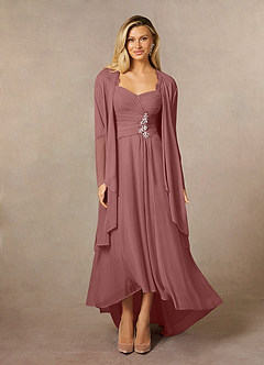 Azazie Anne vestidos de madre de la novia Vestido de Rosa Del Desierto de Encaje de Recto con Corazón Lentejuelas image1