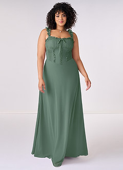 Barbie ♥ Azazie Bridesmaid Dresses Eucalyptus A-Line Sweetheart Neckline Chiffon Dress image6