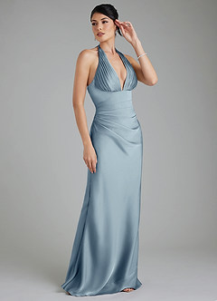 Azazie Torrance Bridesmaid Dresses Dusty Blue Mermaid Corset Stretch Satin Dress image6