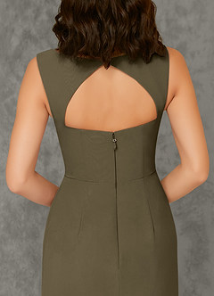 Azazie Flori Bridesmaid Dresses Willow Green Sheath Square Neckline Chiffon Dress image3