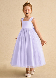 Azazie Chickadee Flower Girl Dresses Lilac Ball-Gown Sweetheart Neckline Matte Satin Dress image2