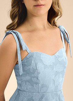 Azazie Rosey Junior Sky Blue A-Line Sweetheart Neckline Floral Burnout Dress image8