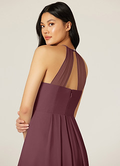 Azazie Sarah Robes de demoiselle d'honneur Robe Empire en Mousseline de soie Plissée Sangria image7