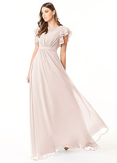 Azazie Daphne Modest Bridesmaid Dresses A-Line Ruffled Chiffon Floor-Length Dress image2