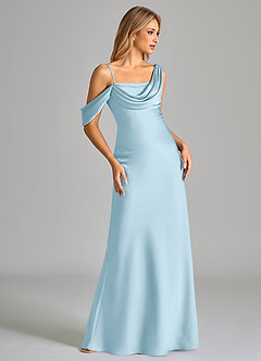 Azazie Celina Brautjungfernkleider Etui Schulterfrei Stretch-Satin Kleid Himmelblau image5
