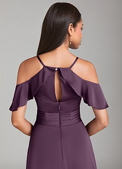 Azazie Dakota Brautjungfernkleider A-Linie Schulterfrei Stretch-Satin Kleid Pflaume image6
