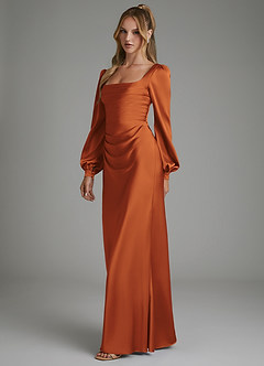 Azazie Brianna Bridesmaid Dresses Cinnamon Mermaid Corset Stretch Satin Dress image5
