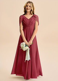 Azazie Emma Junior Robe Trapèze en Mousseline de soie Plissée Grenade image3