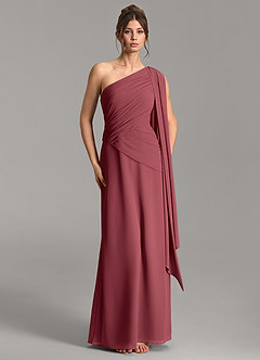 Azazie Ayra Bridesmaid Dresses Merlot A-Line One Shoulder Chiffon Dress image4