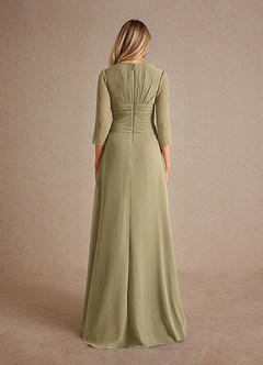 Azazie Mayfield Kleider für die Brautmutter A-Linie Plissee Chiffon Kleid Moosgrün image3