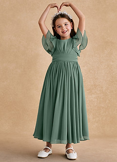 Azazie Ali Final Sale Agave A-Line Pleated Chiffon Dress image3