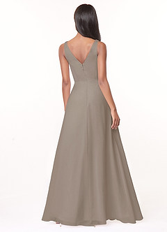 Azazie Nala Bridesmaid Dresses Taupe A-Line Pleated Chiffon Dress image2
